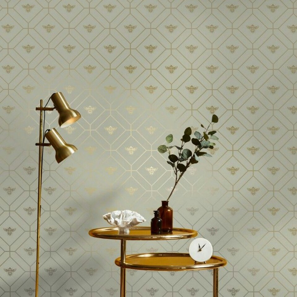 image 1 of Holden Décor Bee Wallpaper - Green - One Size Green