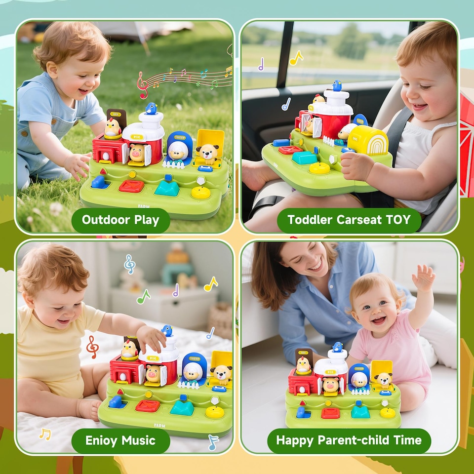 image 1 of Farm Animal Pop-Up Activity Toy with Music & Sounds
