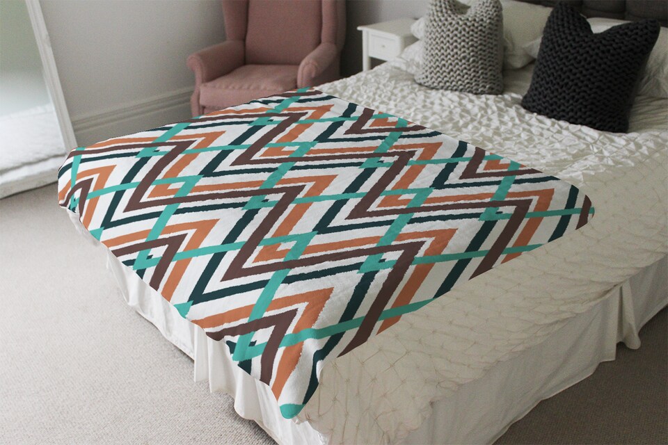 image 1 of Coloured Geometric Zig Zag Blanket | Multi