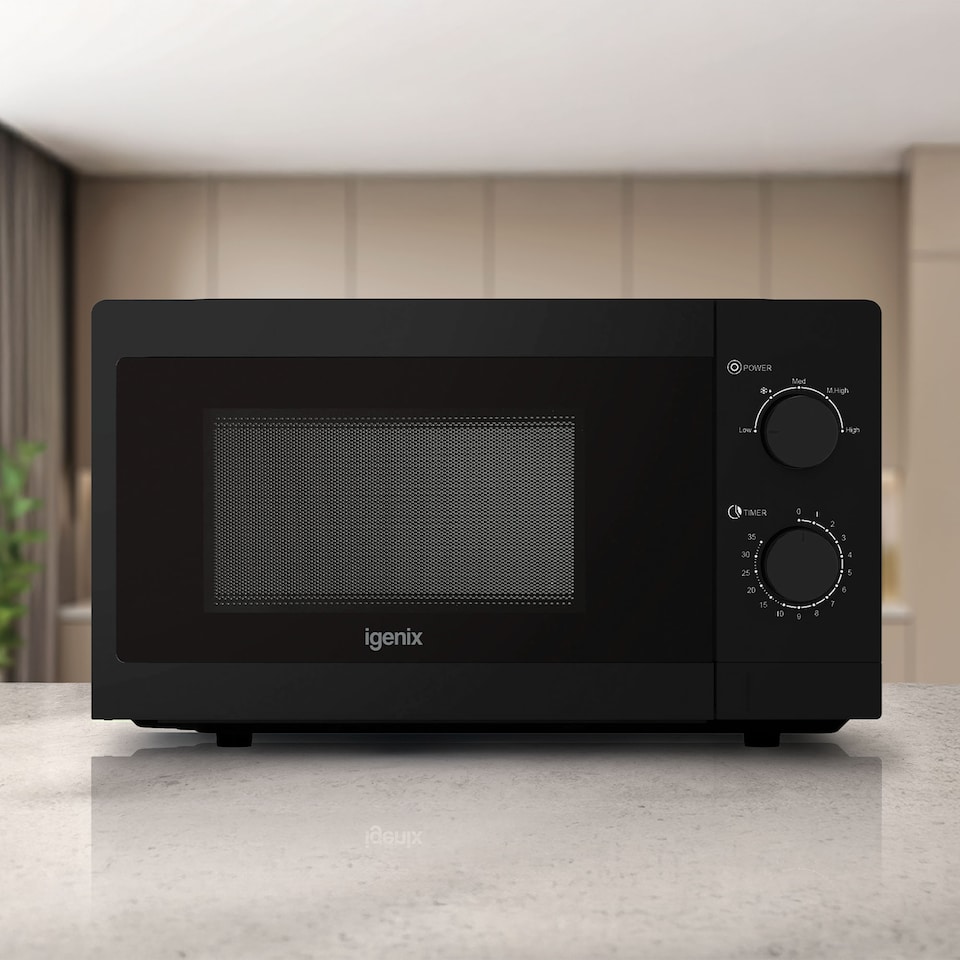 image 1 of Manual Microwave, 20 Litre, 5 Power Settings, 800W, Black, IGMS08080B