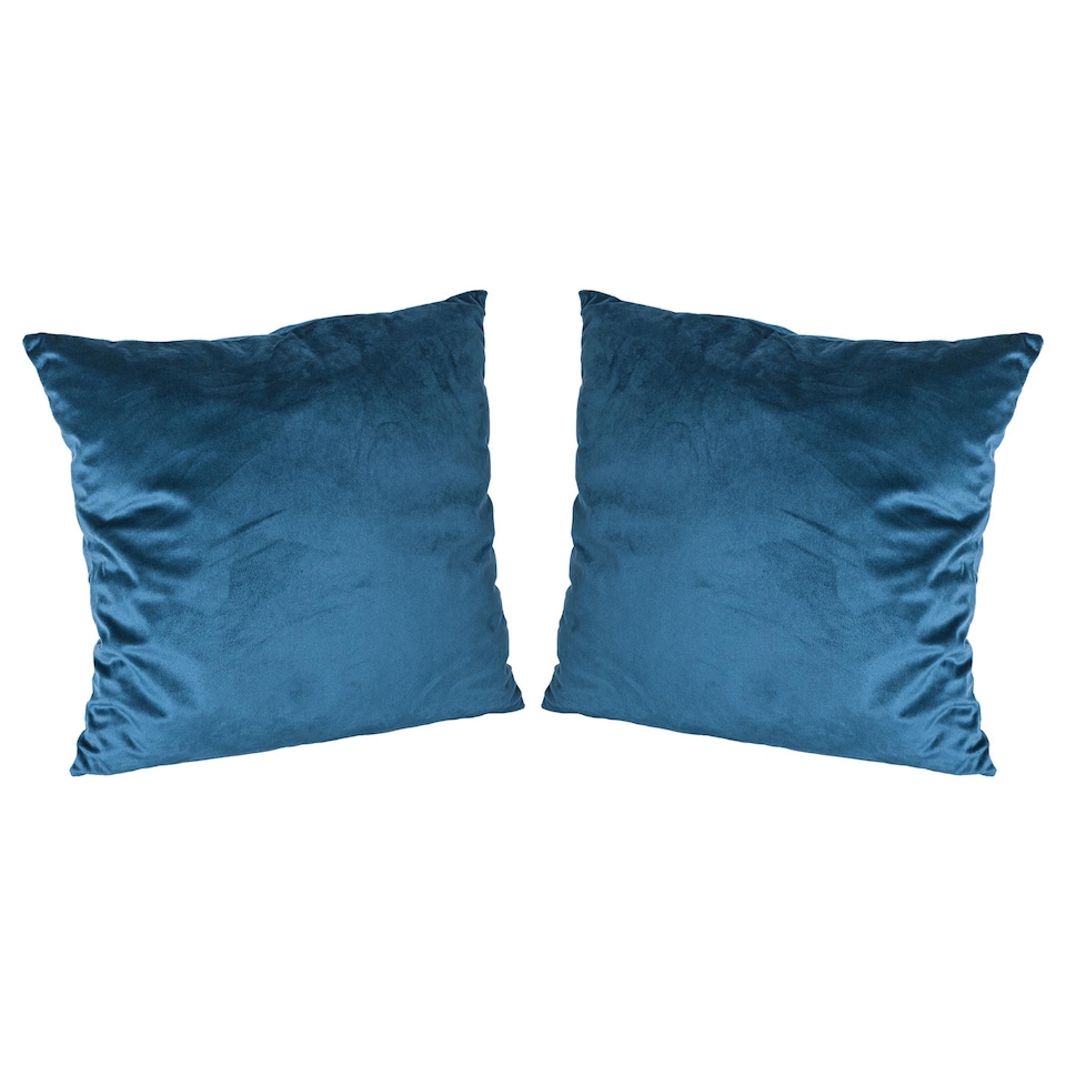 image 1 of Nicola Spring Square Velvet Cushions - 55cm x 55cm - Blue - Pack of 2 | Blue | Blue