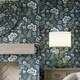 image 1 of Folk Foliage Wallpaper in Navy and Sage Multi