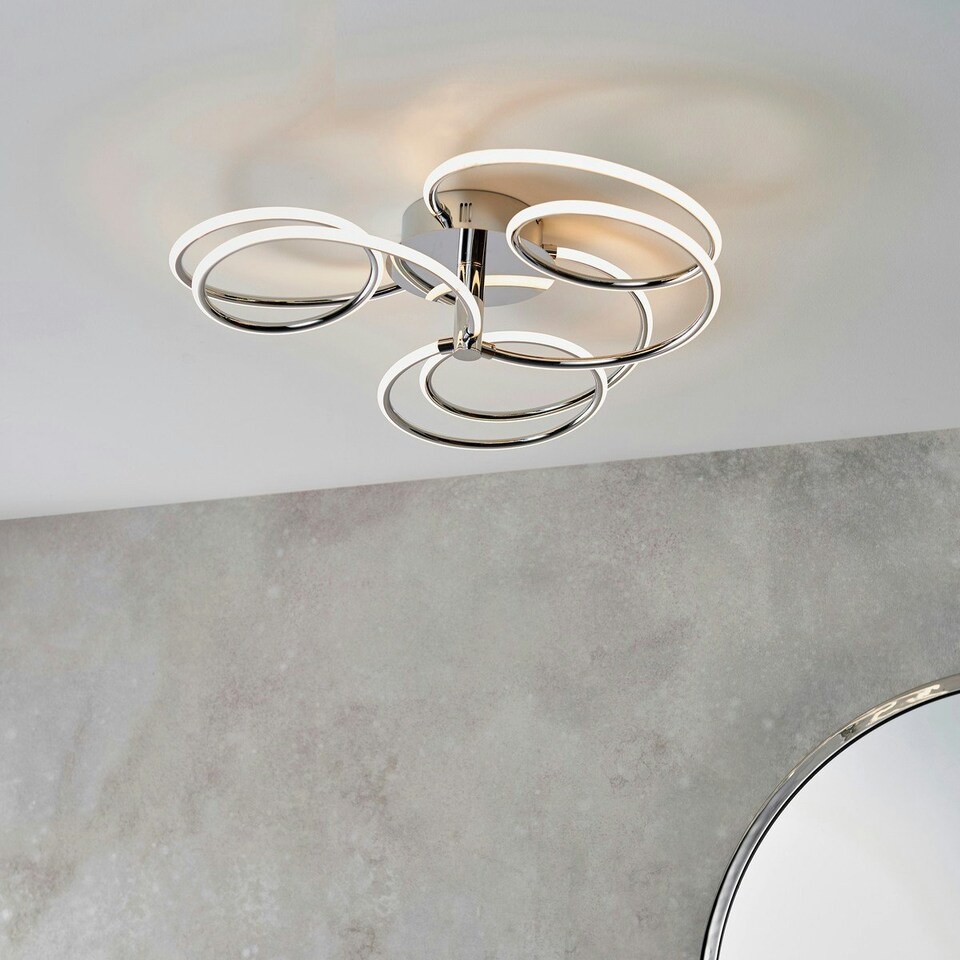 image 1 of Eterne LED Semi Flush Light Chrome Plate & White Silicone