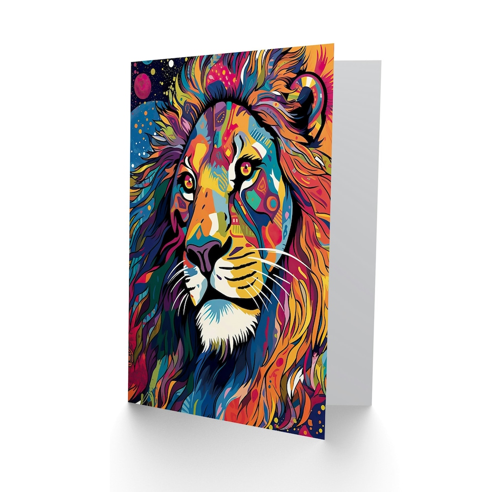 image 1 of Jungle Psychedelic Folk Lion Him Birthday Card