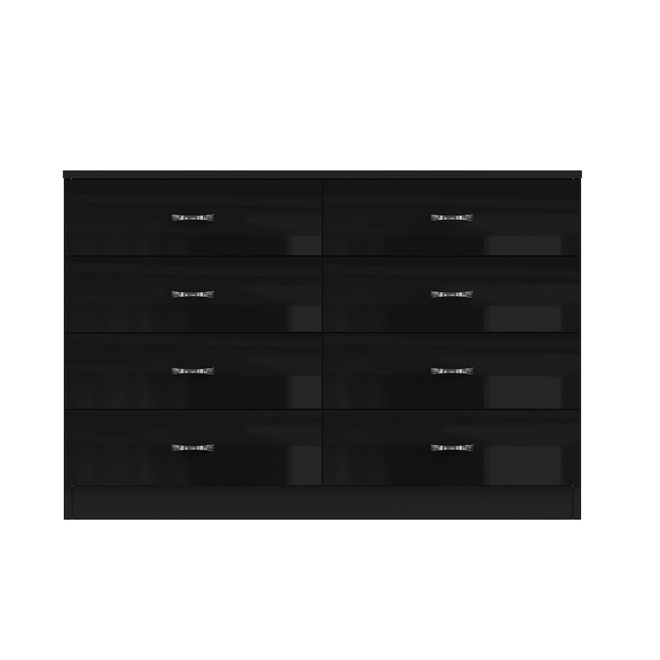 image 1 of FWStyle Chilton 8 Drawer Chest Of Drawers - Black Gloss Front