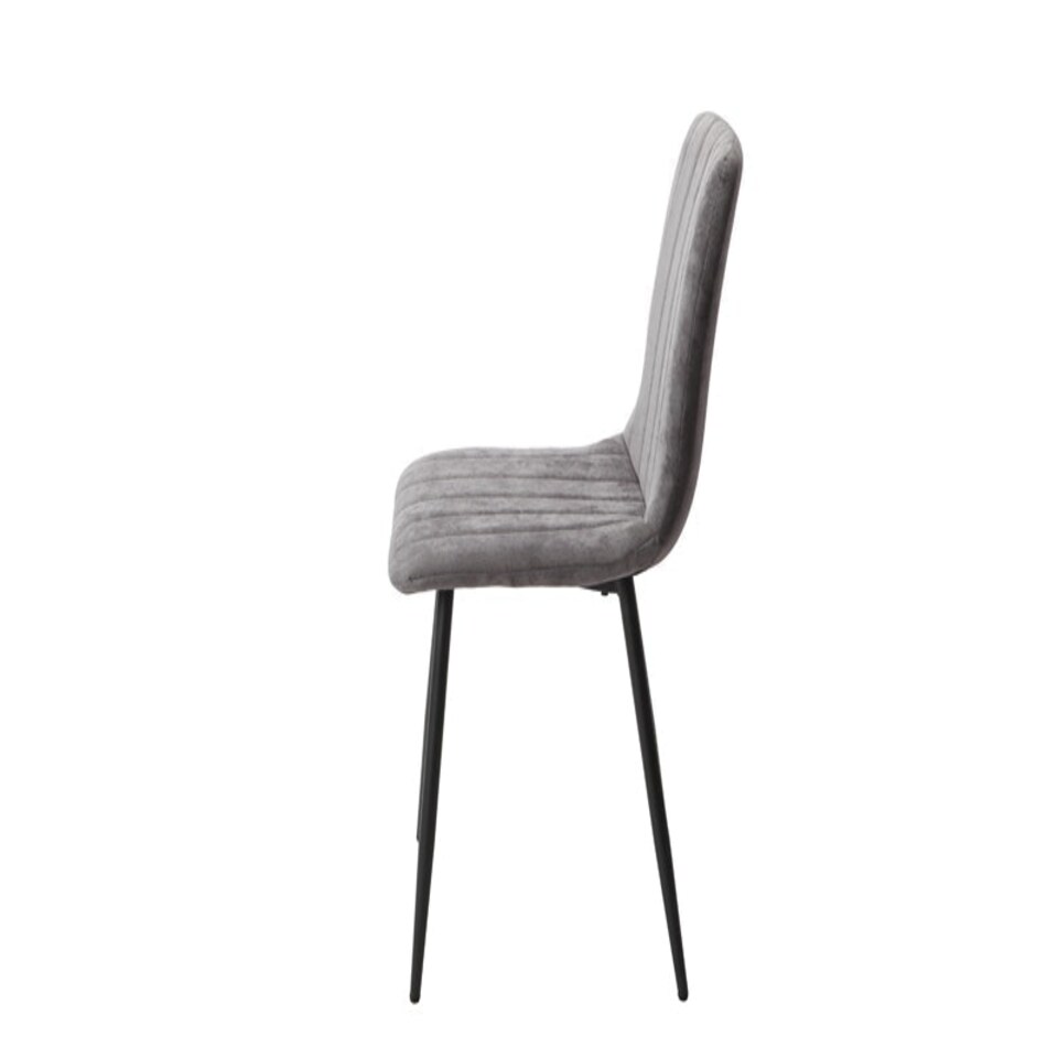 image 1 of Aspen Round Dining Table with 4 Straight Stitch Dining Chairs - Grey Oak/Black - Flat Packed Grey