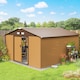 image 2 of Outsunny 13 x 11ft Metal Garden Shed, Outdoor Storage Tool House with Ventilation Slots, Foundation Kit and Lockable Double Doors, Light Brown
