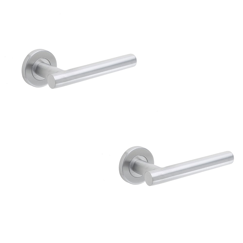 2 PACK Durable Satin Stainless Steel Door Handle on Rose for Residential and Commercial Use Interior Handle