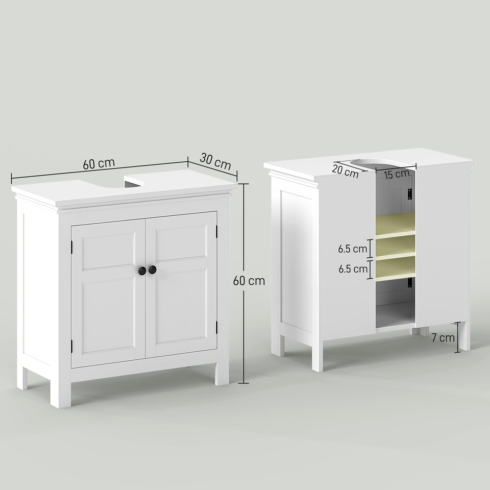 image 1 of HOMCOM 2-Tier Bathroom Sink Cabinet, Freestanding Storage Cabinet, White 