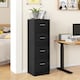 image 1 of HOMCOM File Cabinet with 4 Drawers for Home Office, Vertical Filing Cabinet with Lock, Adjustable Hanging Bar for A4 and Letter Size, Black Wood Effect