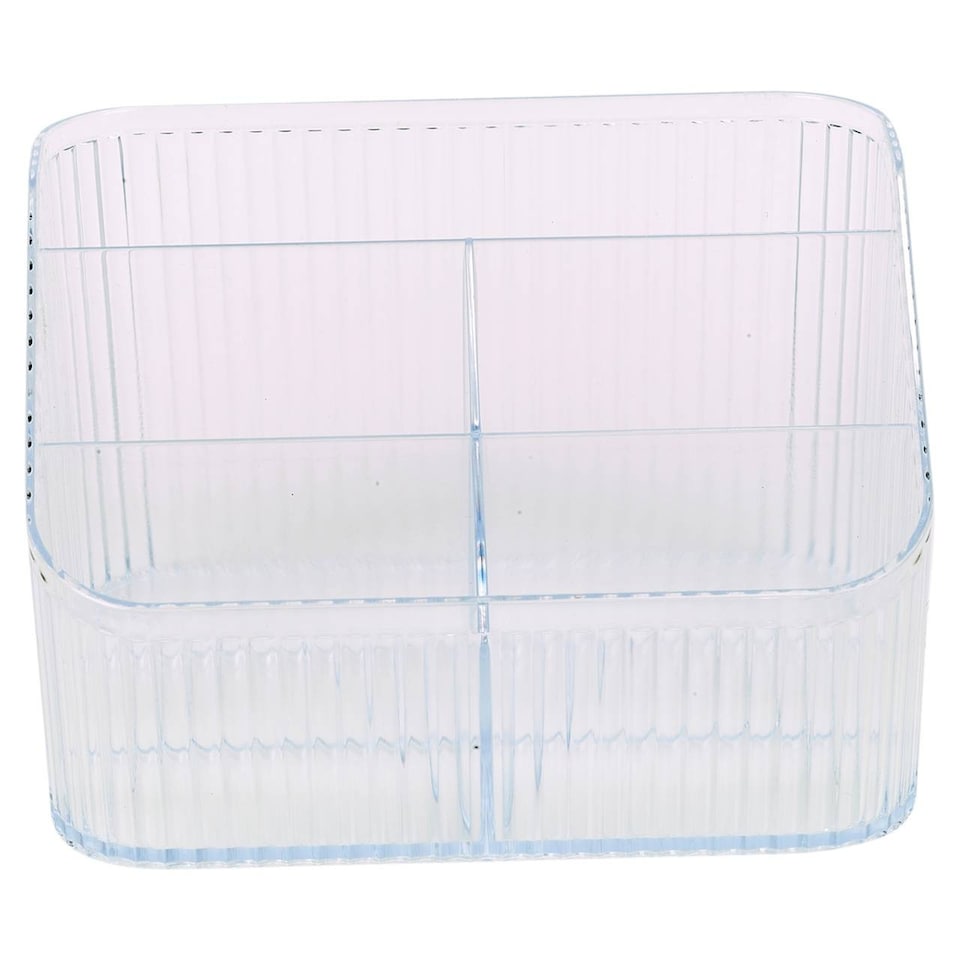 image 1 of Clear Plastic Makeup Organiser 6 Compartment Cosmetic Storage Holder | Clear | Clear | 1