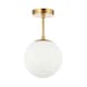 image 2 of Traditional Glass Globe IP44 Bathroom Ceiling Light Fixture in Brushed Gold | Gold