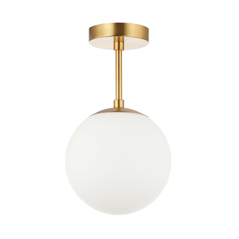 image 1 of Traditional Glass Globe IP44 Bathroom Ceiling Light Fixture in Brushed Gold | Gold