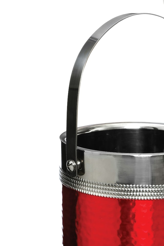 image 1 of Red Ice Bucket With Tongs
