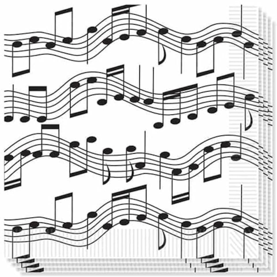 Musical Notes Theme 2 Ply Luncheon Napkins - 13 Inches / 33cm - Pack of 16