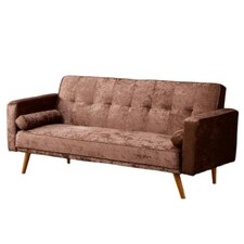 STYLISH CRUSH VELVET FABRIC CLIC CLAC SOFA BED IN BROWN