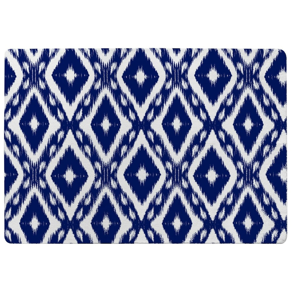 image 1 of Tribal Art Ikat Ogee in traditional classic blue (Rug) Blue | Small: 60x110cm