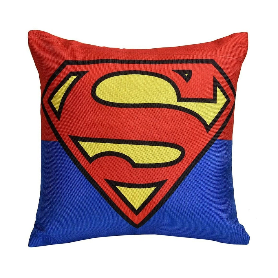 Superman Logo Filled Cushion - Red/Blue - 40cm x 40cm