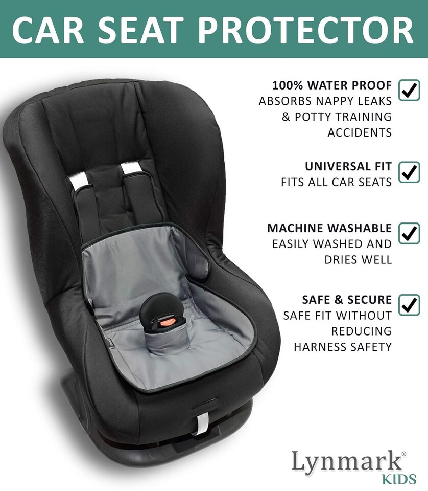 image 1 of Lynmark 2x Potty Training Car Seat Protector Cover with Middle Buckle Hole | Grey | Grey | 2