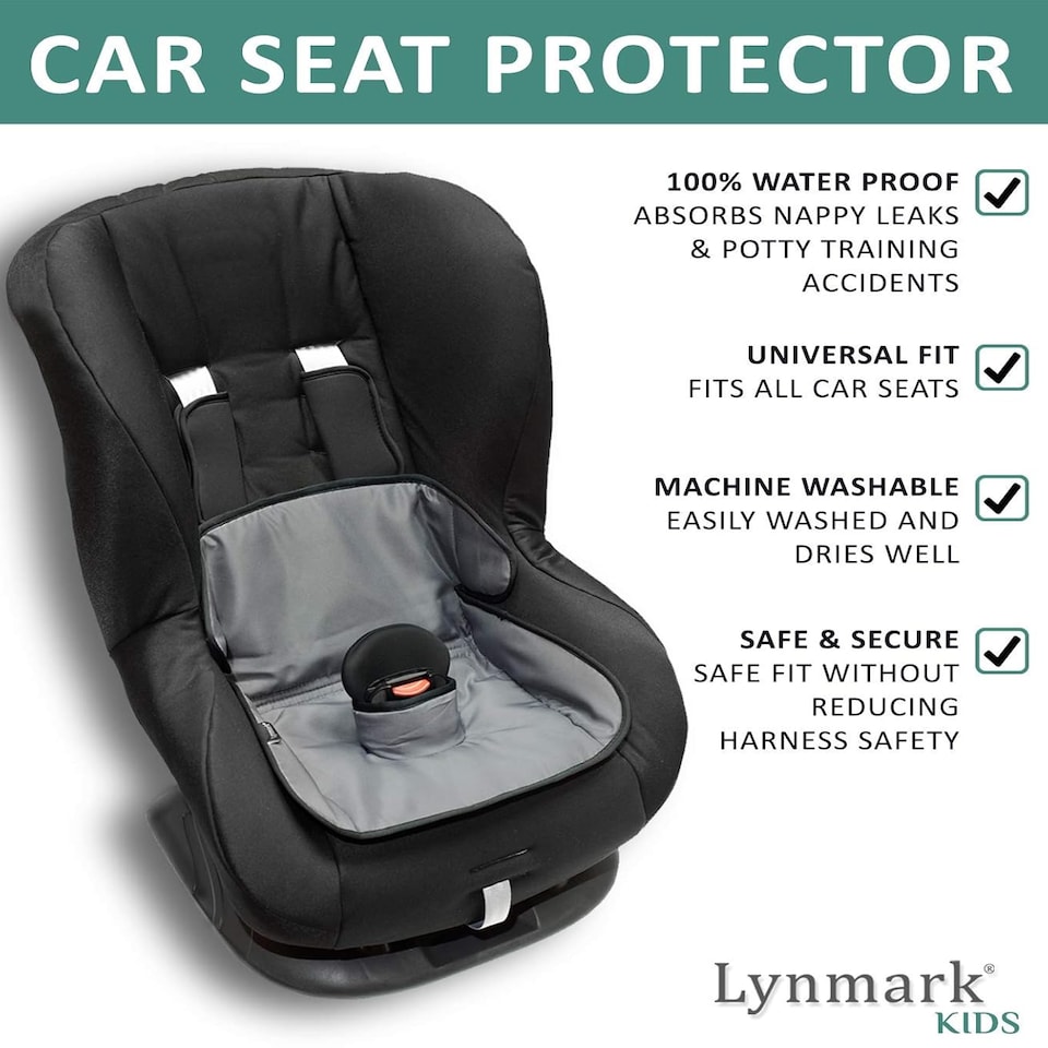 image 1 of Lynmark 2x Potty Training Car Seat Protector Cover with Middle Buckle Hole | Grey | Grey | 2