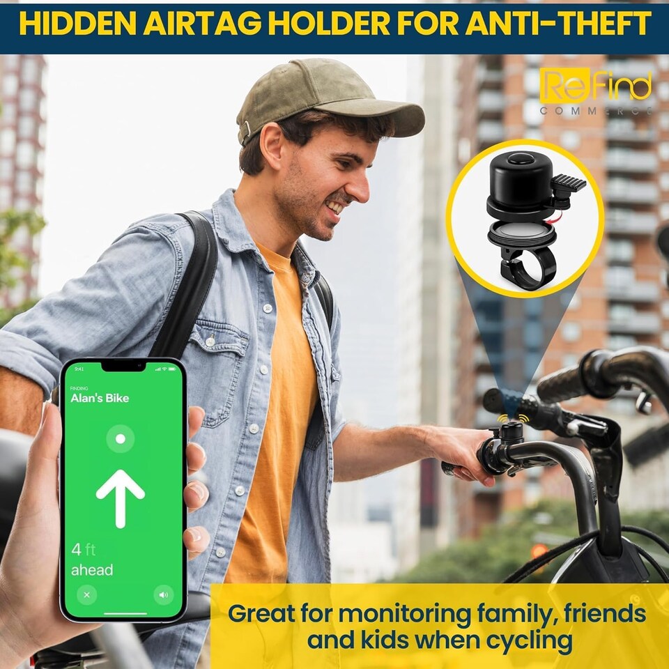 image 1 of Airtag Holder Bike Bell Hidden Bicycle Apple Tag (With P09 Tracker)