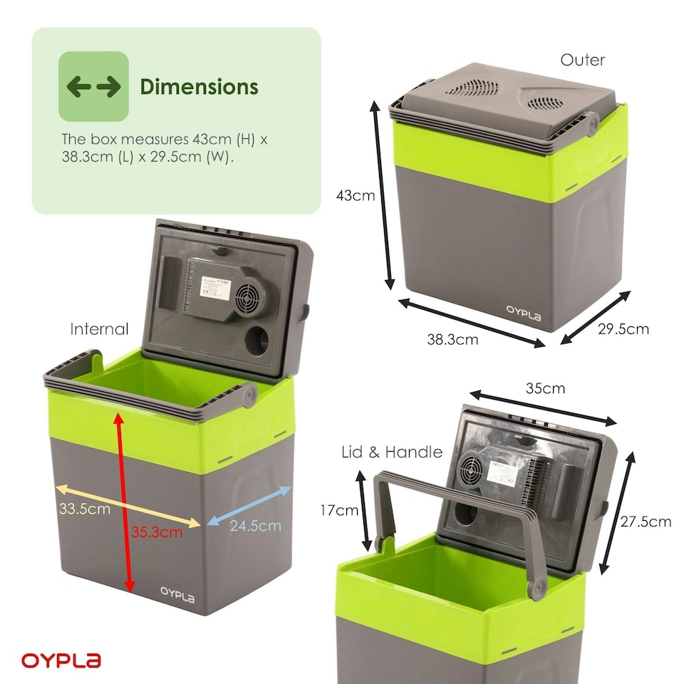 image 1 of Oypla 30L 240V AC & 12V DC Coolbox Hot Cold Portable Electric Summer Cool Picnic Box Grey