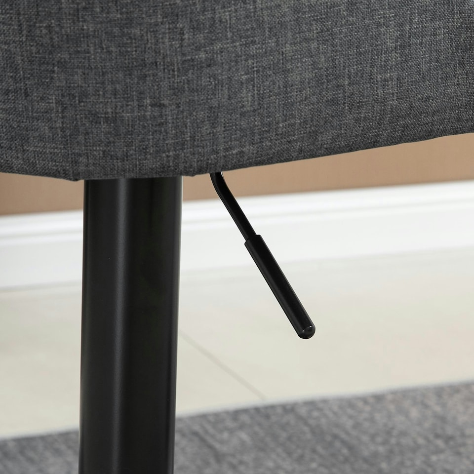 image 1 of HOMCOM Swivel Bar Stools Set of 2 Adjustable Height Fabric Bar Chairs Grey