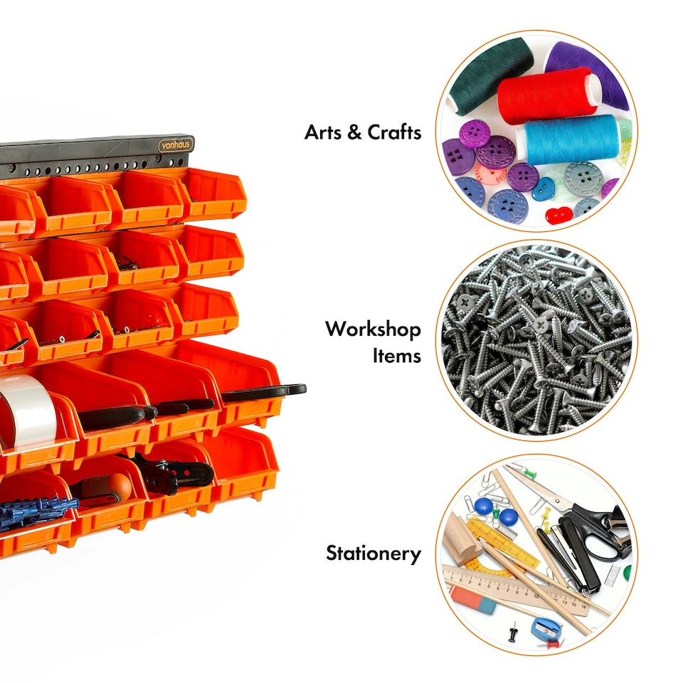 image 1 of VonHaus 30pcs Wall Mount Storage Organiser Bin for Garage