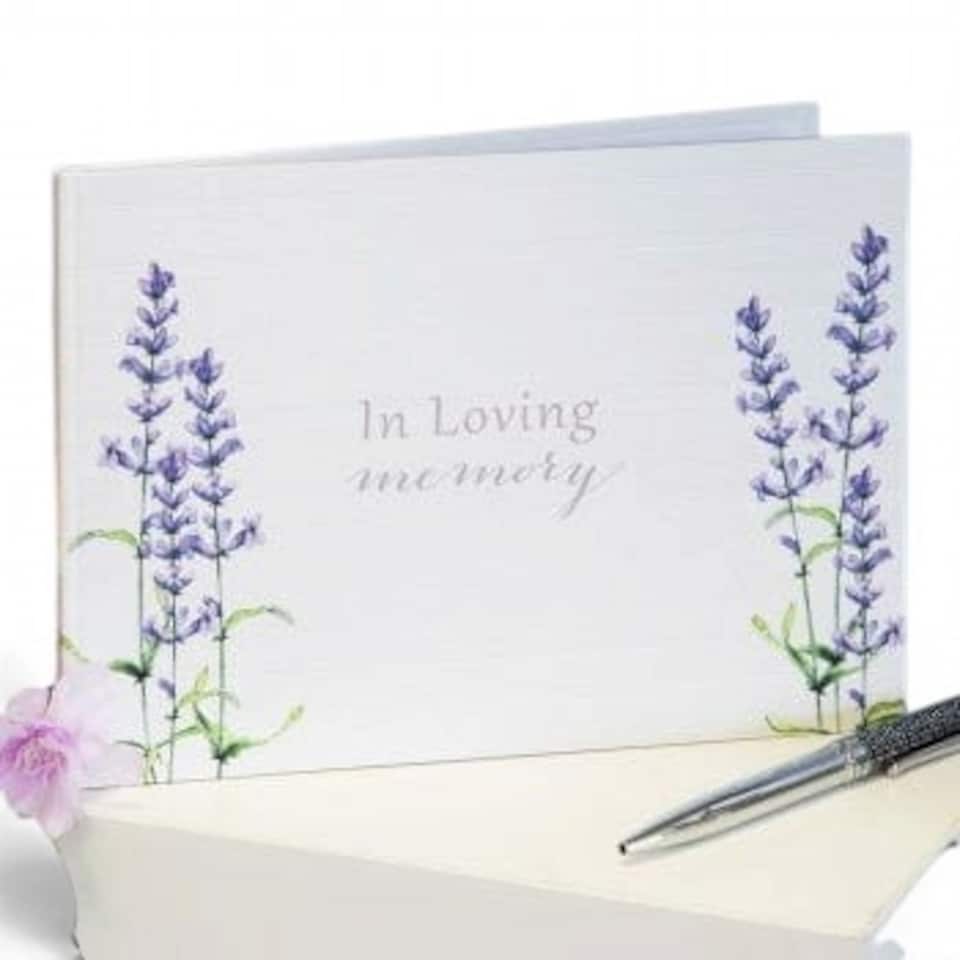 Widdop Gifts In Loving Memory Condolence Book - Grey with Lavender Flowers