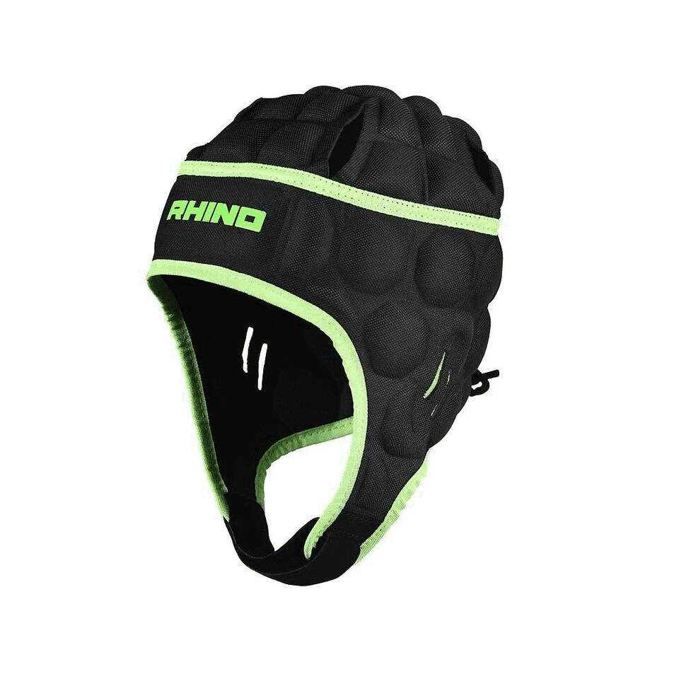 image 1 of Rhino Boys Senator Rugby Headguard - Black/Green - 12-14 Years