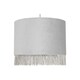 image 2 of First Choice Lighting Set of 2 Fringed Silvery Grey 23cm Fringed Velvet Pendant Shades Silver