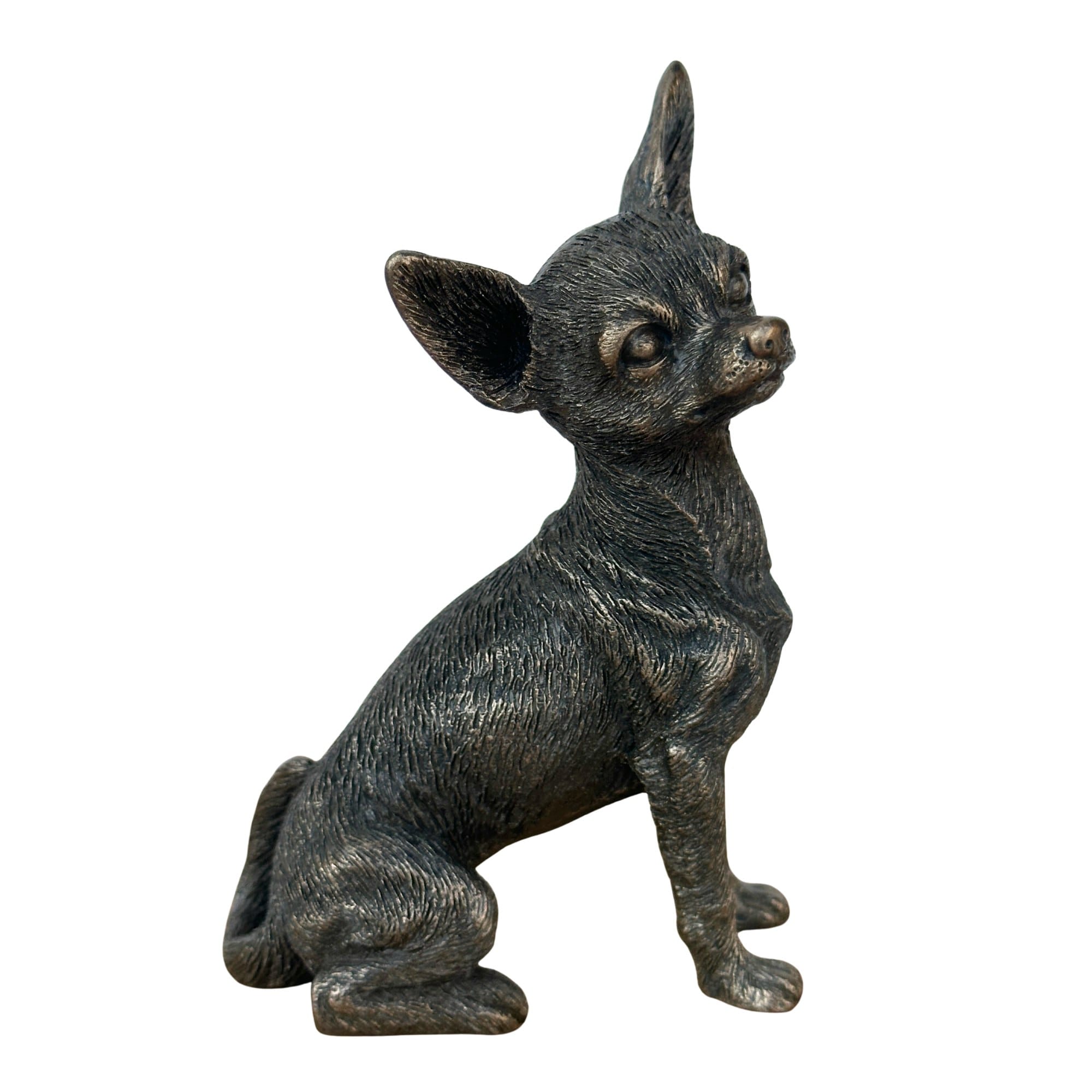 Animal Crackers Chihuahua Dog Miniature Collectable Figurine In Solid Cold Cast Bronze, Gift Boxed in Bronze