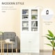 image 3 of HOMCOM Modern Bookcase with Glass Doors, Display Storage Cabinet with Adjustable Shelves for Living Room, Study, Home Office, Kitchen Cupboard with Small Open Counter, White