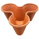 image 1 of Set Of 3 Terracotta (Trio 3 Pot) Stackable Interconnecting Outdoor Strawberry Garden Plant Pots Perfect For Patios Brown
