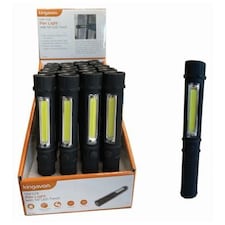 Kingavon Plastic Pen Light with 1W LED Torch - 1.5W COB - Black
