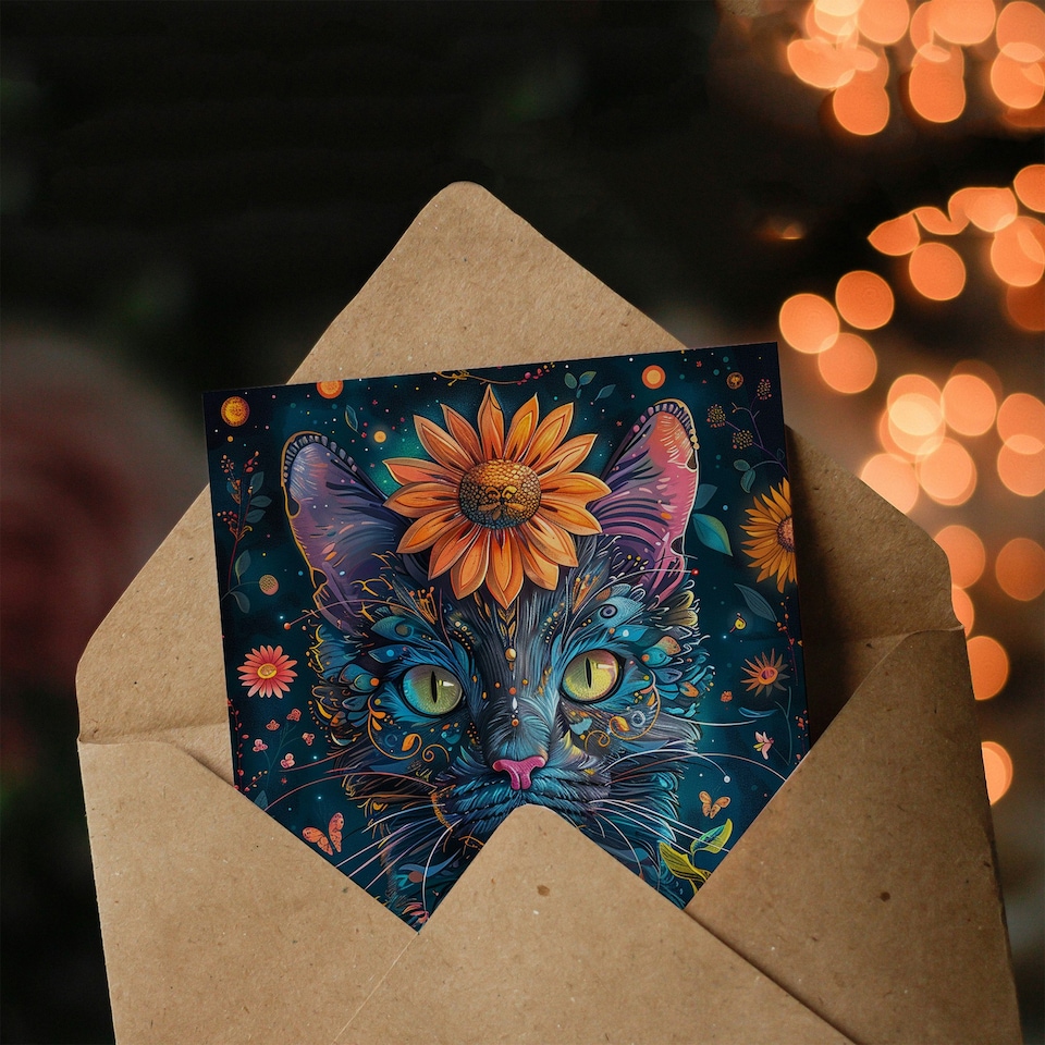 image 1 of Garden Queen Cat Lover Floral Design Woman Her Birthday Card