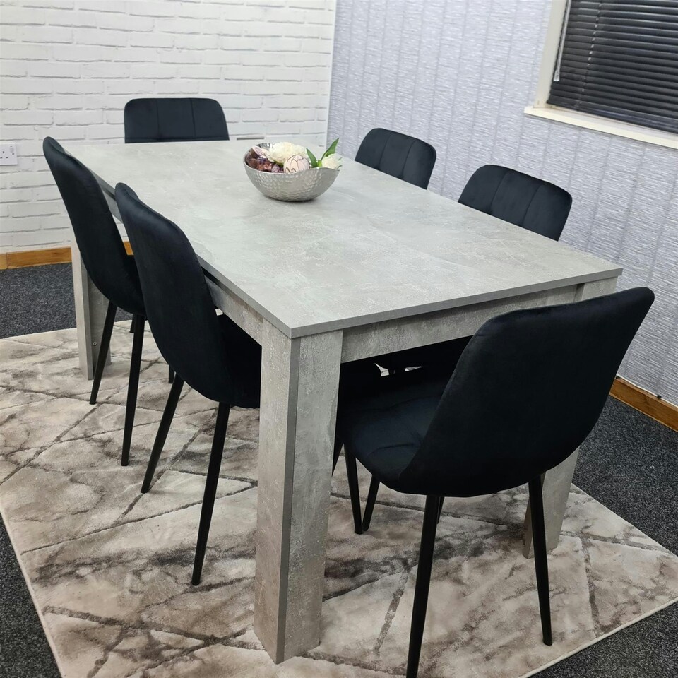 image 1 of Dining Table Set with 6 Chairs Dining Room and Kitchen table set of 6 Grey