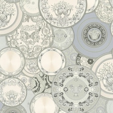 Versace Les Etoiles De la Mer Dish Textured Wallpaper - Silver/Grey - 10m x 70cm Silver