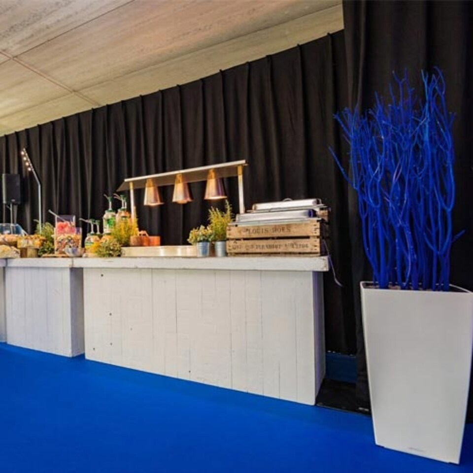 image 1 of 1 Metre Exhibition Quality Ribbed Heavy Duty Blue Carpet Runner 1 Metre Wide