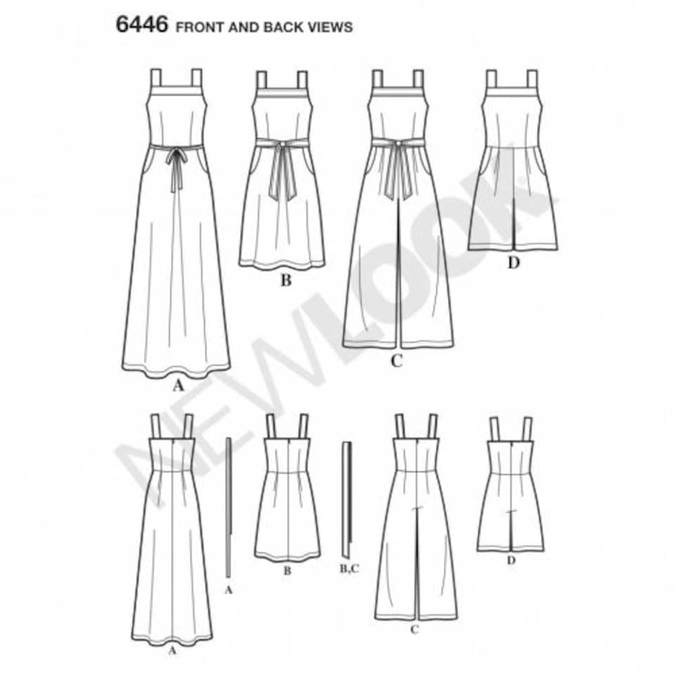 image 1 of New Look 6446 Paper Sewing Pattern – Women’s Dresses & Jumpsuits, Size A (6–8–10–12–14–16–18), Intermediate