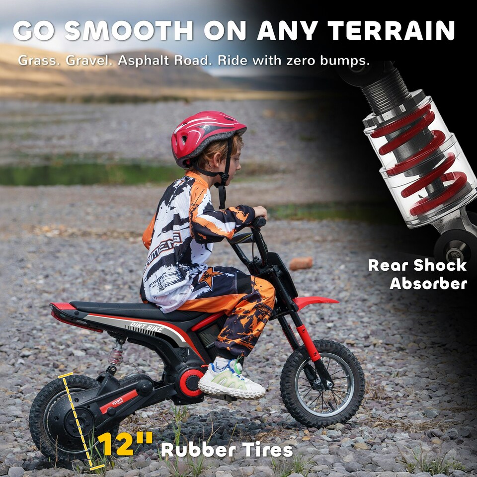 image 1 of HOMCOM 24V Kids Electric Motorbike with Twist Grip Throttle, Music, Horn - Red