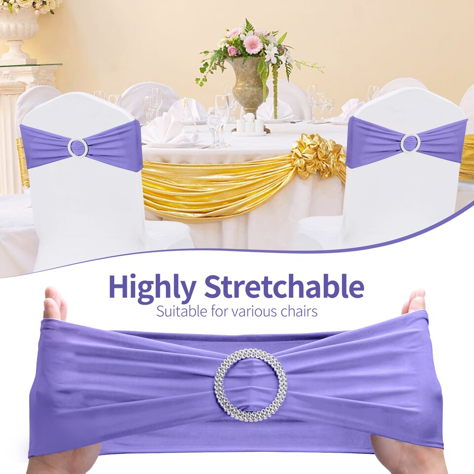 image 1 of 13"x5" Spandex Chair Bands with Slider Buckle, Elastic Chair Sash - 1pc