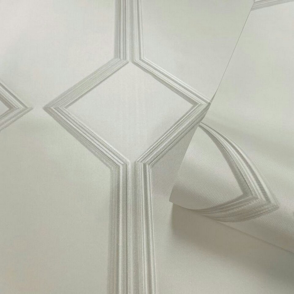 image 1 of Belgravia Alessia Panel Vinyl Wallpaper - Off White - 32.8ft x 21in White
