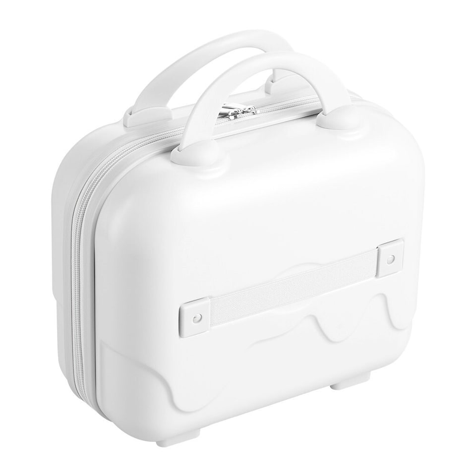 image 1 of Living and Home Portable Lightweight Hard Shell Travel Cosmetic Case | White | Personal Item