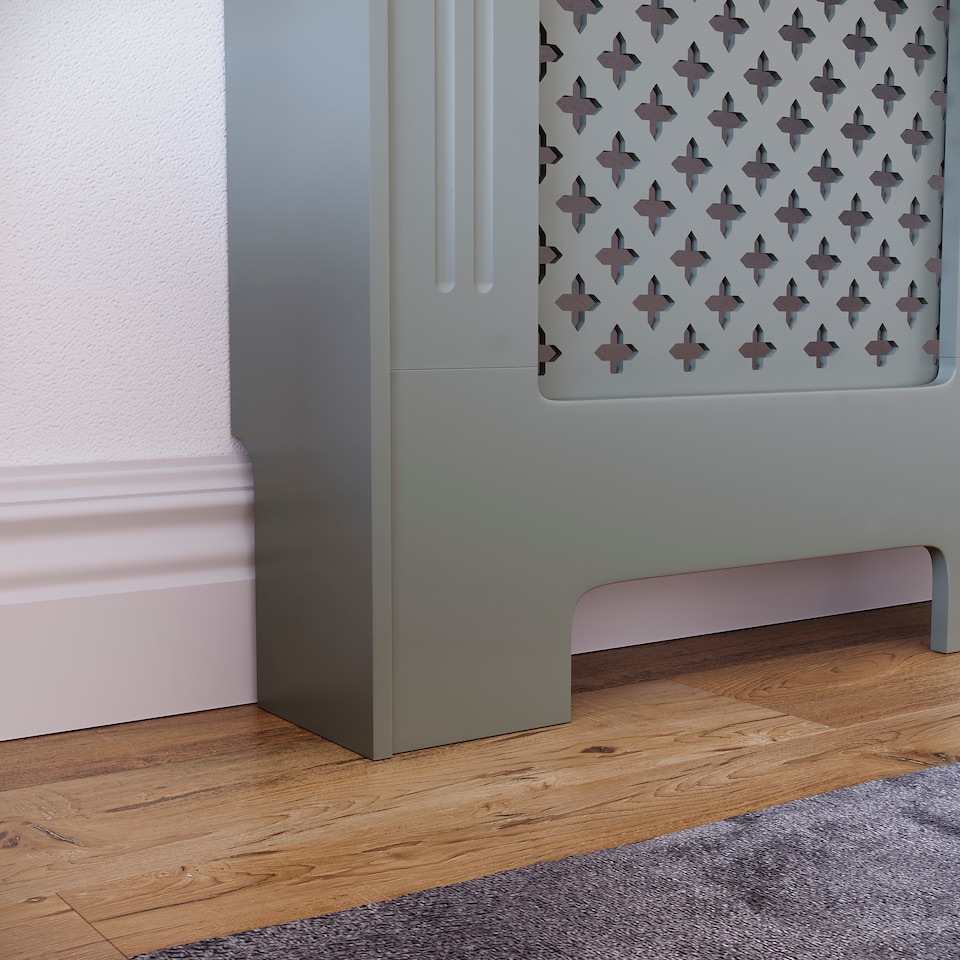 image 1 of Vida Designs Oxford Radiator Cover Painted MDF Cabinet, Grey, 111cm