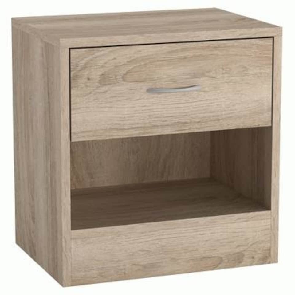 image 1 of 1-Drawer Wooden Bedside Cabinet Brown | Colour: Antique Oak