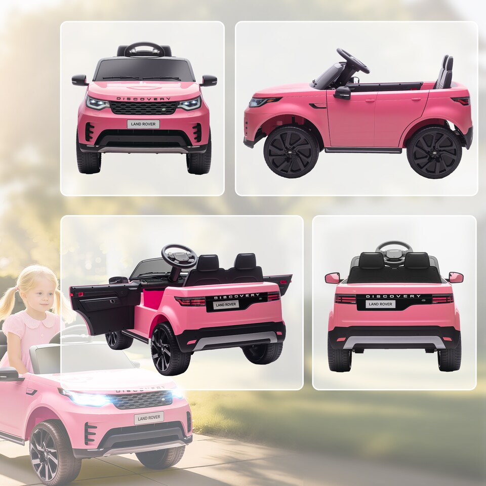 image 1 of AIYAPLAY Land Rover Discovery Licensed 12V Electric Car for Kids, Ride on SUV with Remote Control, 4 Wheel Suspension System, Slow Start, LED Lights, Music, for 3-6 Years Old | Pink