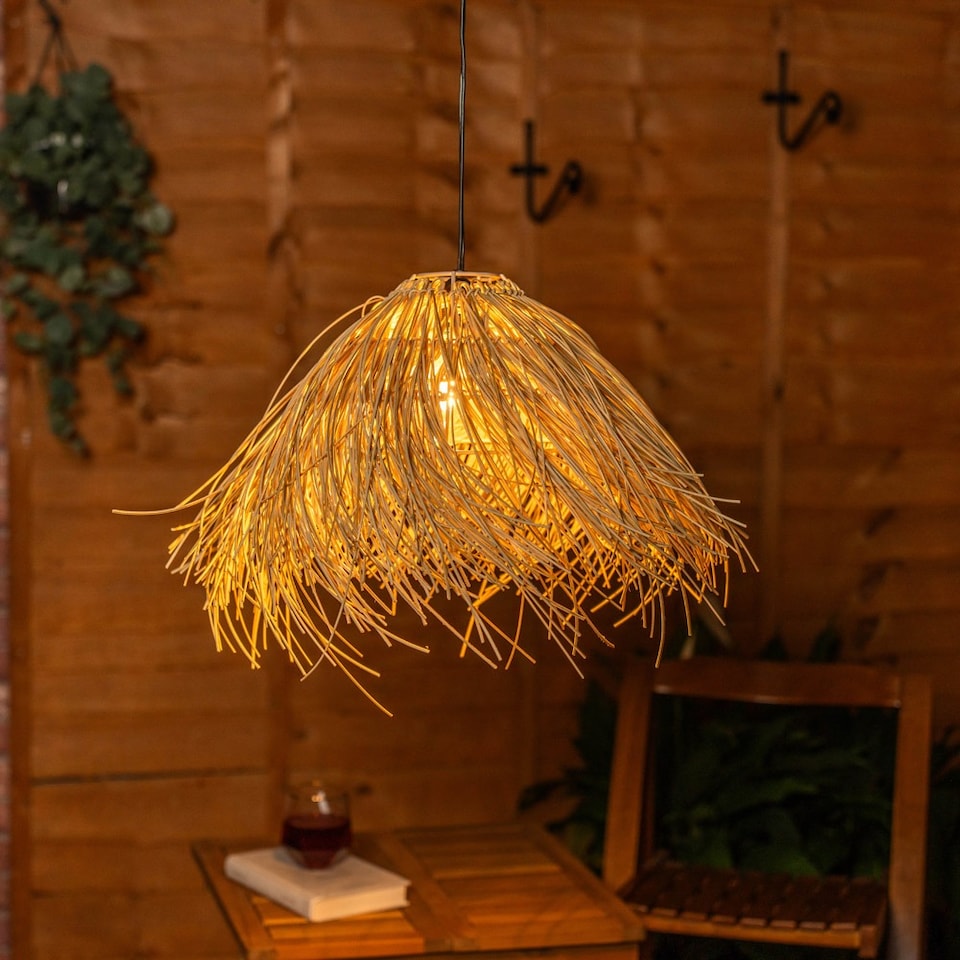 image 1 of ValueLights Solar Powered Natural Grass Outdoor Hanging Pendant Garden Pergola Light