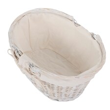 Large White Swing Handle Wicker Shopper Lining Red | Red And White Checked | L