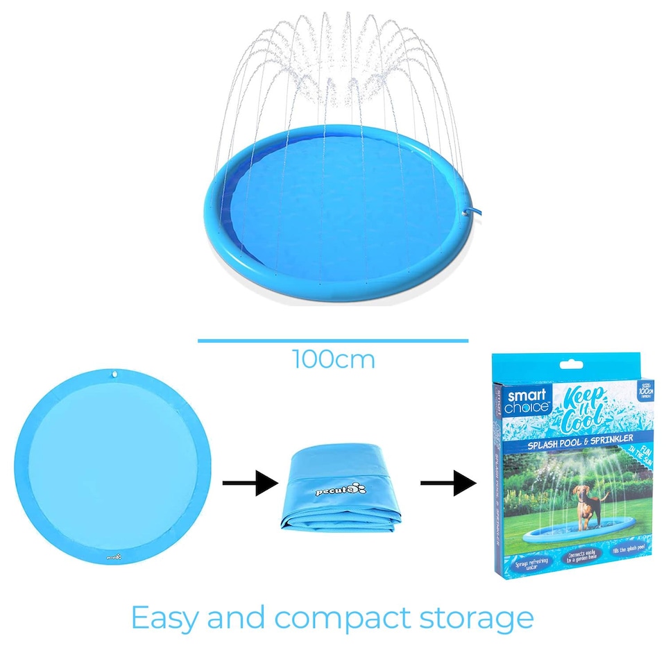 image 1 of Outdoor Splash Pool Sprinkler Pad Dogs Puppies Pet Cooling Children Kids 100cm